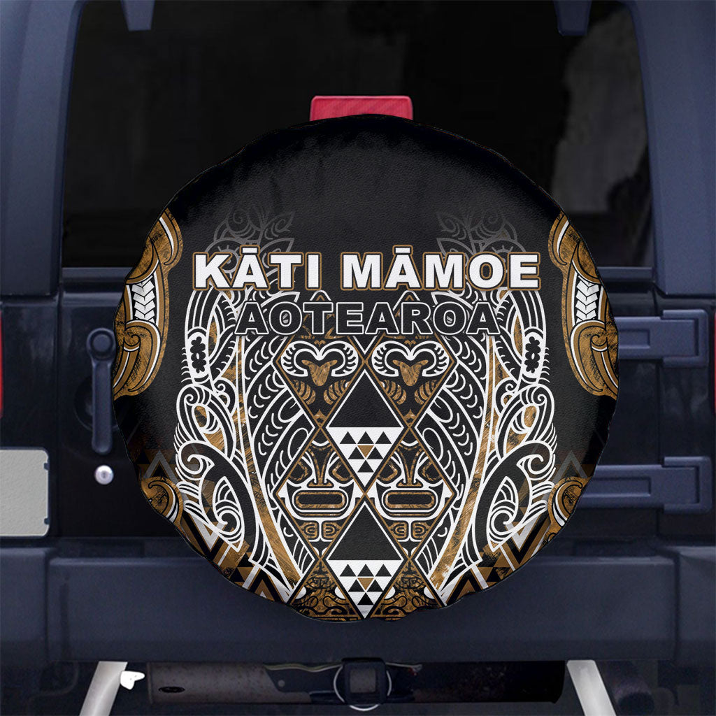 Aotearoa Kati Mamoe Spare Tire Cover Maori Brown Tribal Paua Shell Pattern DT05 No hole Brown - Polynesian Pride