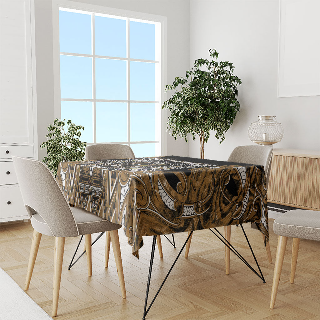 Aotearoa Kati Mamoe Tablecloth Maori Brown Tribal Paua Shell Pattern DT05 - Polynesian Pride