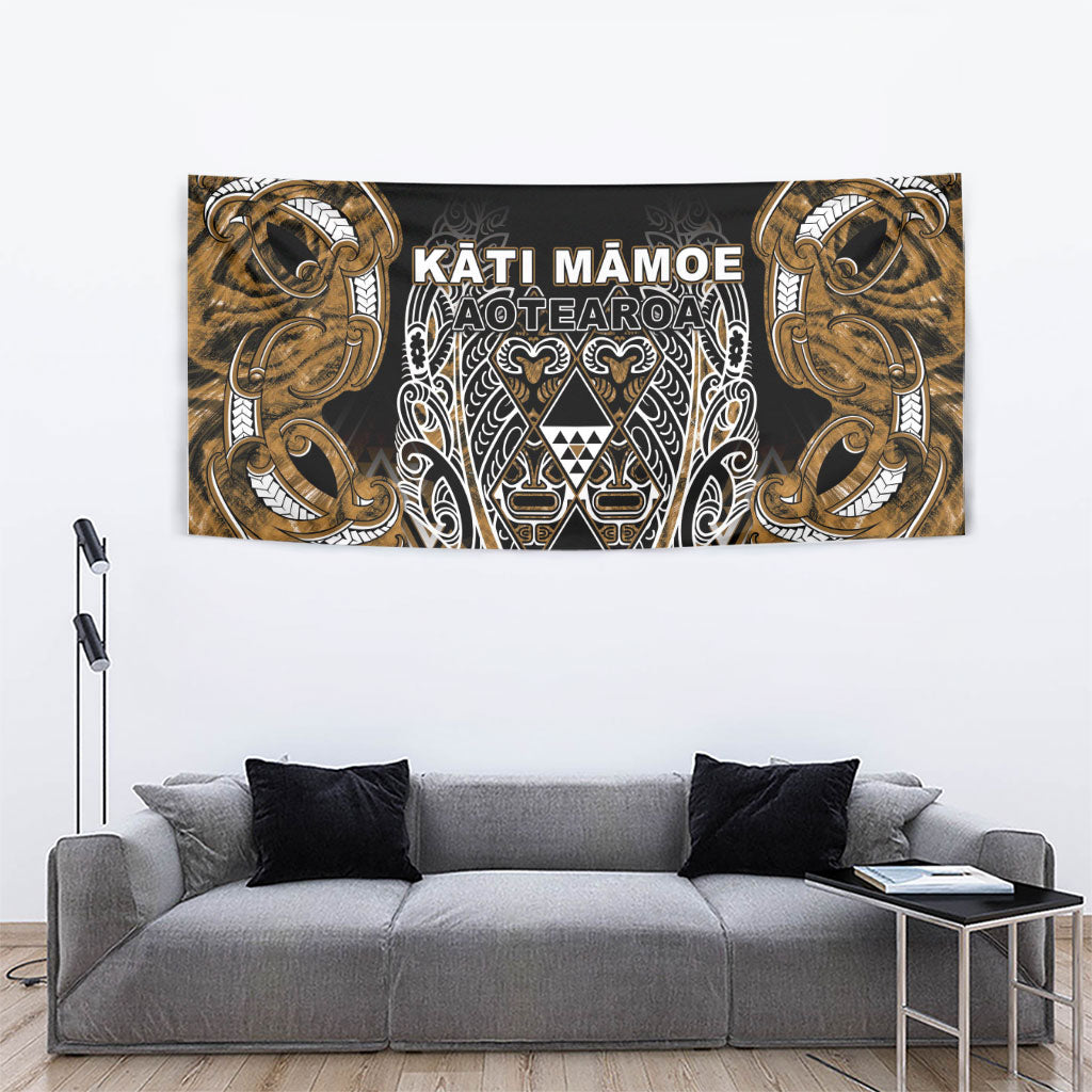 Aotearoa Kati Mamoe Tapestry Maori Brown Tribal Paua Shell Pattern DT05 - Polynesian Pride