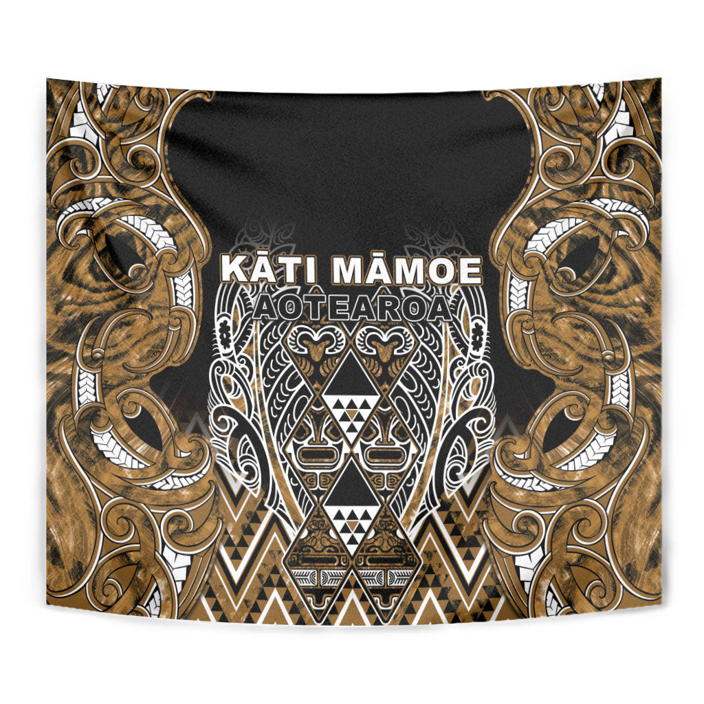 Aotearoa Kati Mamoe Tapestry Maori Brown Tribal Paua Shell Pattern DT05 - Polynesian Pride
