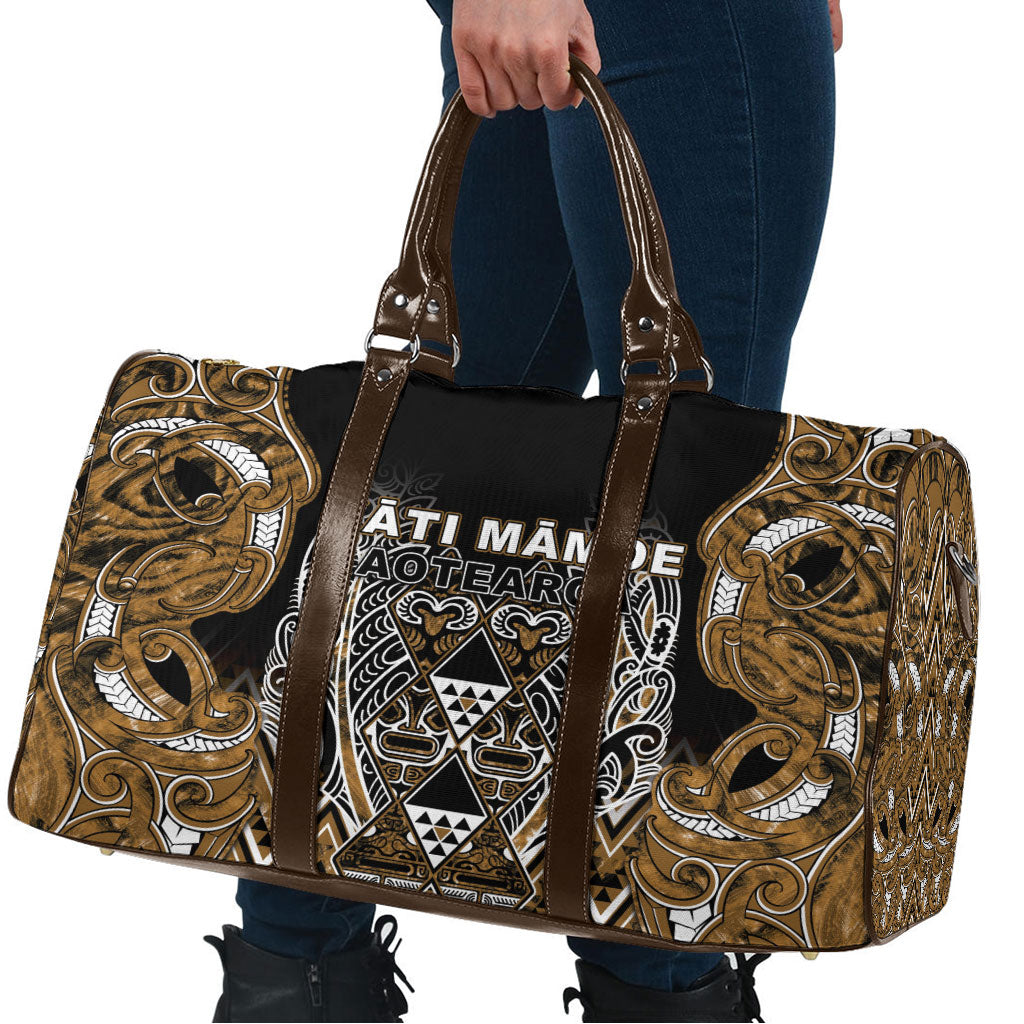 Aotearoa Kati Mamoe Travel Bag Maori Brown Tribal Paua Shell Pattern DT05 - Polynesian Pride