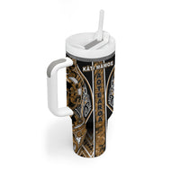 Aotearoa Kati Mamoe Tumbler With Handle Maori Brown Tribal Paua Shell Pattern DT05 - Polynesian Pride
