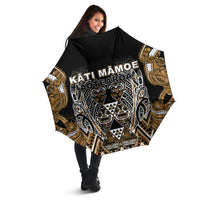 Aotearoa Kati Mamoe Umbrella Maori Brown Tribal Paua Shell Pattern DT05 - Polynesian Pride