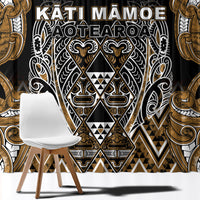 Aotearoa Kati Mamoe Window Curtain Maori Brown Tribal Paua Shell Pattern DT05 - Polynesian Pride