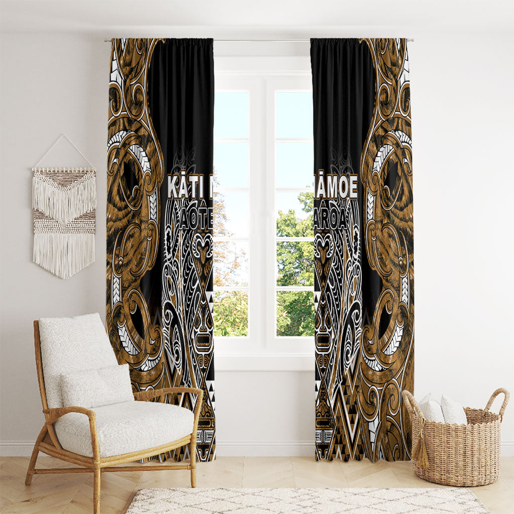 Aotearoa Kati Mamoe Window Curtain Maori Brown Tribal Paua Shell Pattern DT05 - Polynesian Pride