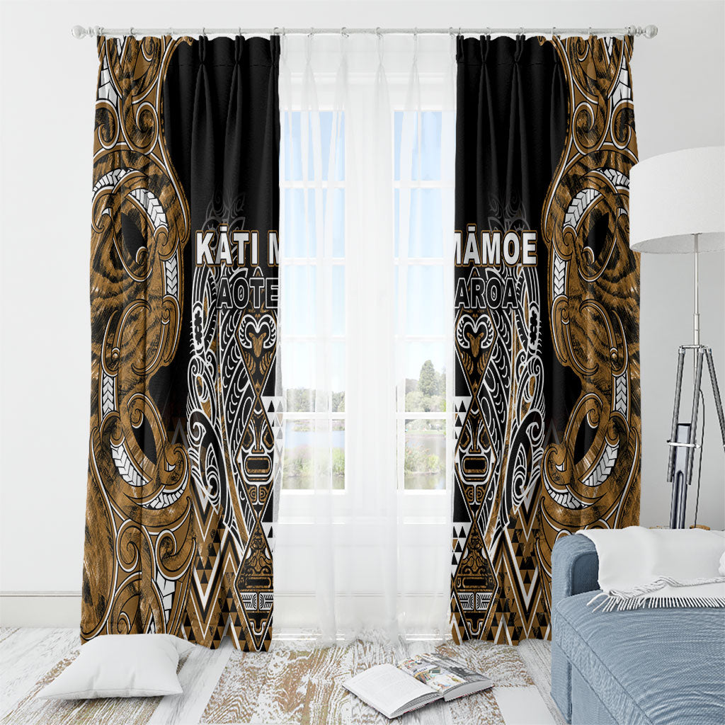 Aotearoa Kati Mamoe Window Curtain Maori Brown Tribal Paua Shell Pattern DT05 - Polynesian Pride
