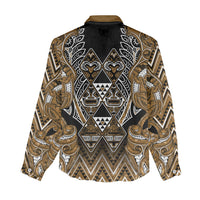 Aotearoa Kati Mamoe Women Casual Shirt Maori Brown Tribal Paua Shell Pattern DT05 - Polynesian Pride