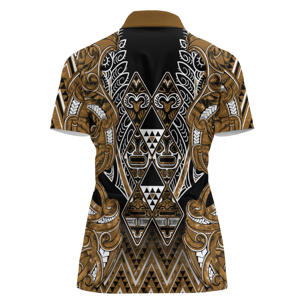 Aotearoa Kati Mamoe Women Polo Shirt Maori Brown Tribal Paua Shell Pattern DT05 - Polynesian Pride