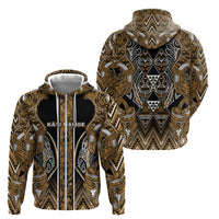 Aotearoa Kati Mamoe Zip Hoodie Maori Brown Tribal Paua Shell Pattern DT05 - Polynesian Pride