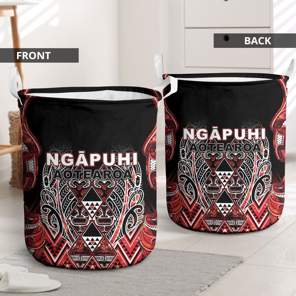 Aotearoa Ngapuhi Laundry Basket Maori Red Tribal Paua Shell Pattern DT05 - Polynesian Pride