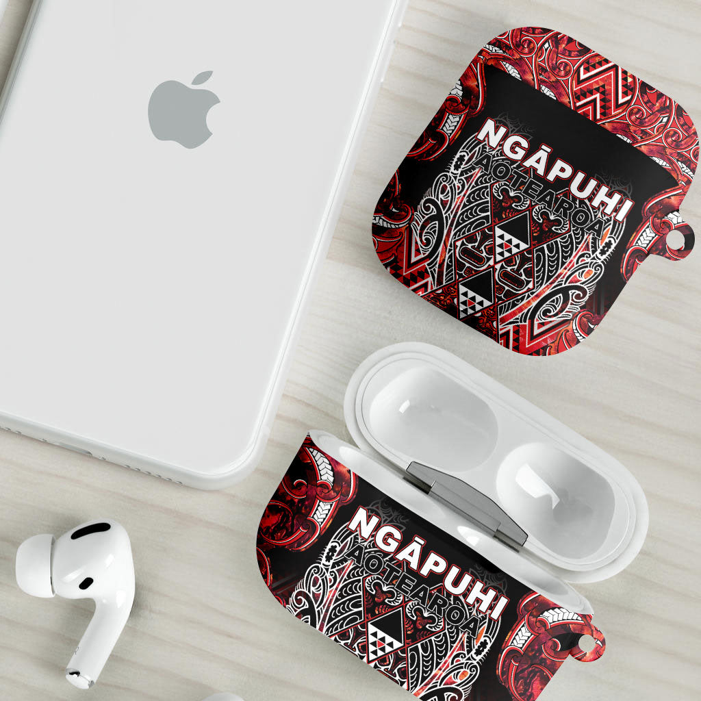 Aotearoa Ngapuhi AirPods Case Maori Red Tribal Paua Shell Pattern DT05 - Polynesian Pride