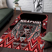 Aotearoa Ngapuhi Area Rug Maori Red Tribal Paua Shell Pattern DT05 Red - Polynesian Pride
