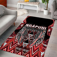 Aotearoa Ngapuhi Area Rug Maori Red Tribal Paua Shell Pattern DT05 - Polynesian Pride