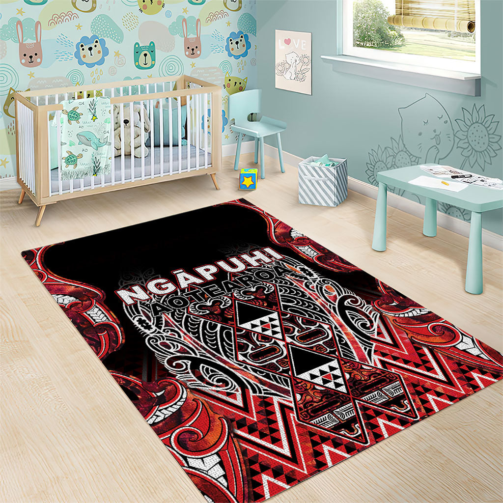 Aotearoa Ngapuhi Area Rug Maori Red Tribal Paua Shell Pattern DT05 - Polynesian Pride