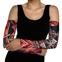 Aotearoa Ngapuhi Arm Sleeves Maori Red Tribal Paua Shell Pattern DT05 - Polynesian Pride