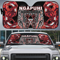 Aotearoa Ngapuhi Auto Sun Shade Maori Red Tribal Paua Shell Pattern DT05 Red - Polynesian Pride