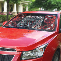 Aotearoa Ngapuhi Auto Sun Shade Maori Red Tribal Paua Shell Pattern DT05 - Polynesian Pride