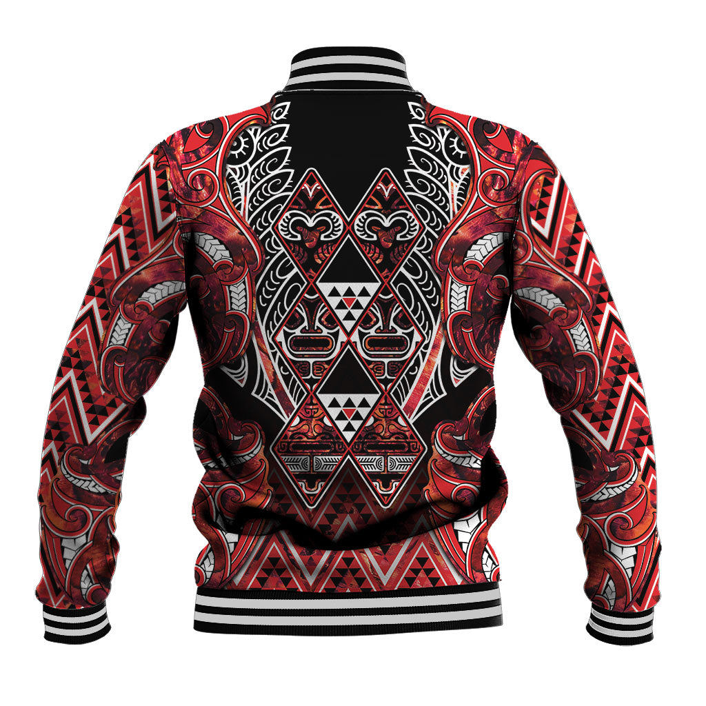 Aotearoa Ngapuhi Baseball Jacket Maori Red Tribal Paua Shell Pattern DT05 - Polynesian Pride
