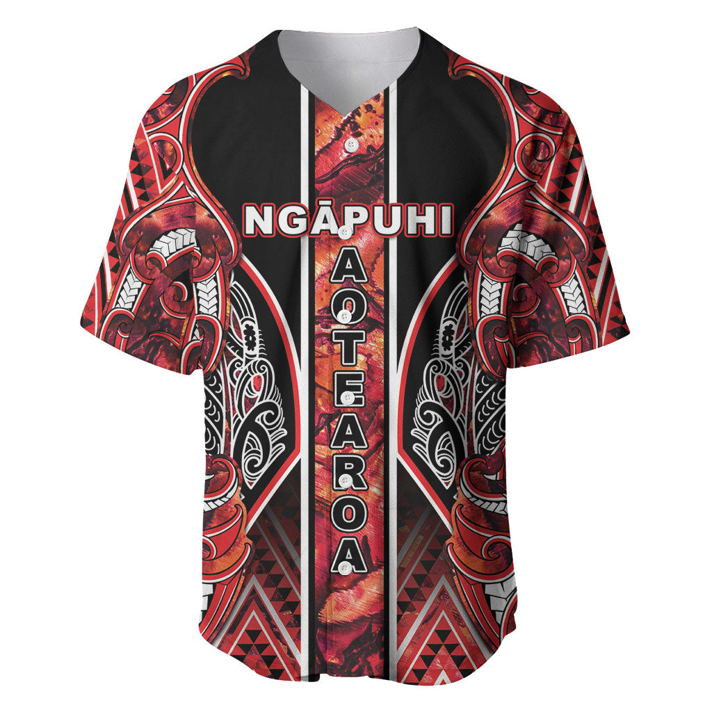 Aotearoa Ngapuhi Baseball Jersey Maori Red Tribal Paua Shell Pattern DT05 Red - Polynesian Pride