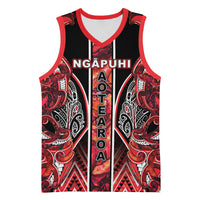 Aotearoa Ngapuhi Basketball Jersey Maori Red Tribal Paua Shell Pattern DT05 Unisex Red - Polynesian Pride