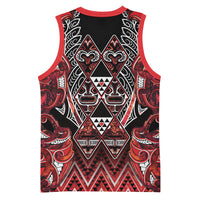 Aotearoa Ngapuhi Basketball Jersey Maori Red Tribal Paua Shell Pattern DT05 - Polynesian Pride