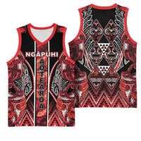 Aotearoa Ngapuhi Basketball Jersey Maori Red Tribal Paua Shell Pattern DT05 - Polynesian Pride