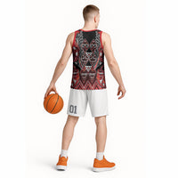 Aotearoa Ngapuhi Basketball Jersey Maori Red Tribal Paua Shell Pattern DT05 - Polynesian Pride