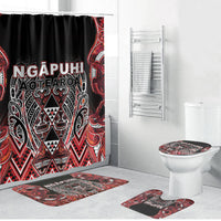 Aotearoa Ngapuhi Bathroom Set Maori Red Tribal Paua Shell Pattern DT05 Bathroom Set (4 pcs) Red - Polynesian Pride