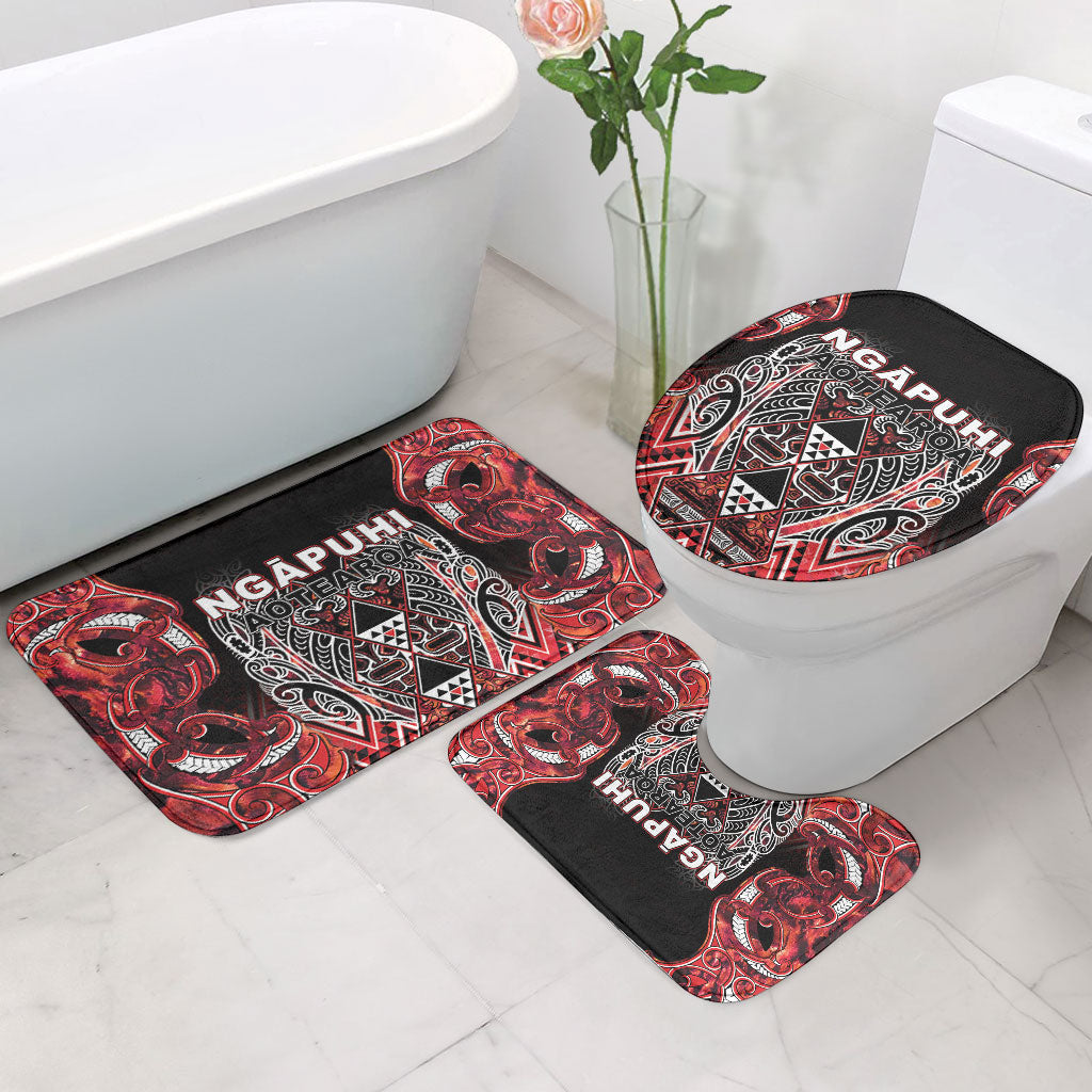 Aotearoa Ngapuhi Bathroom Set Maori Red Tribal Paua Shell Pattern DT05 - Polynesian Pride