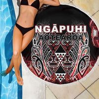 Aotearoa Ngapuhi Beach Blanket Maori Red Tribal Paua Shell Pattern DT05 - Polynesian Pride