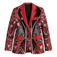 Aotearoa Ngapuhi Blazer Maori Red Tribal Paua Shell Pattern DT05 Unisex Red - Polynesian Pride