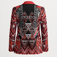 Aotearoa Ngapuhi Blazer Maori Red Tribal Paua Shell Pattern DT05 - Polynesian Pride