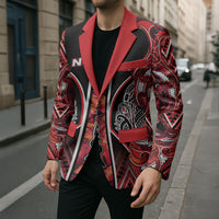 Aotearoa Ngapuhi Blazer Maori Red Tribal Paua Shell Pattern DT05 - Polynesian Pride