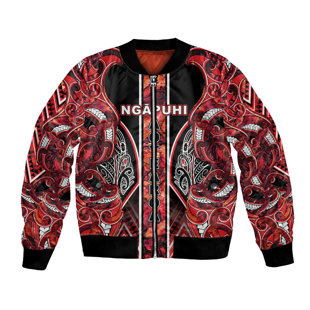 Aotearoa Ngapuhi Bomber Jacket Maori Red Tribal Paua Shell Pattern DT05 Unisex Red - Polynesian Pride