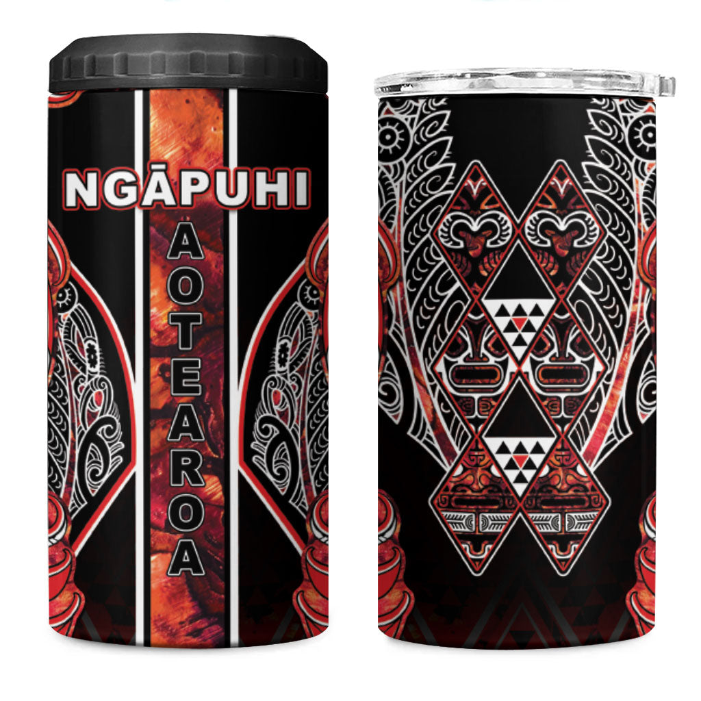 Aotearoa Ngapuhi 4 in 1 Can Cooler Tumbler Maori Red Tribal Paua Shell Pattern DT05 One Size: 16 oz Red - Polynesian Pride