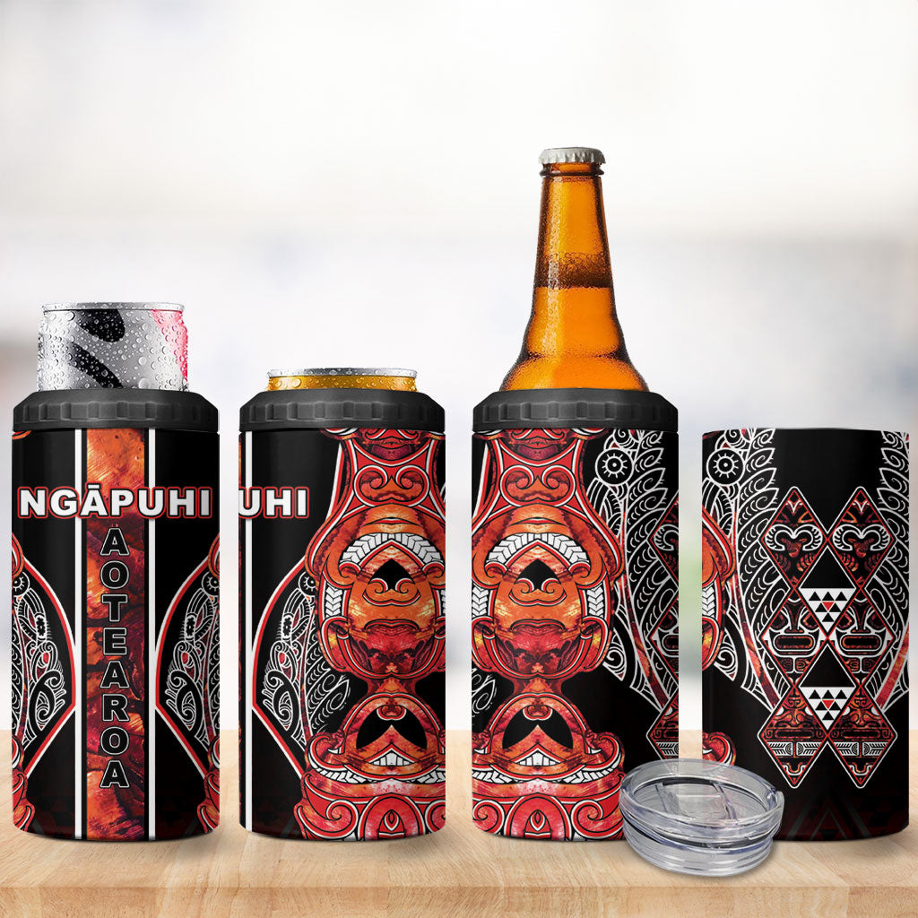 Aotearoa Ngapuhi 4 in 1 Can Cooler Tumbler Maori Red Tribal Paua Shell Pattern DT05 - Polynesian Pride