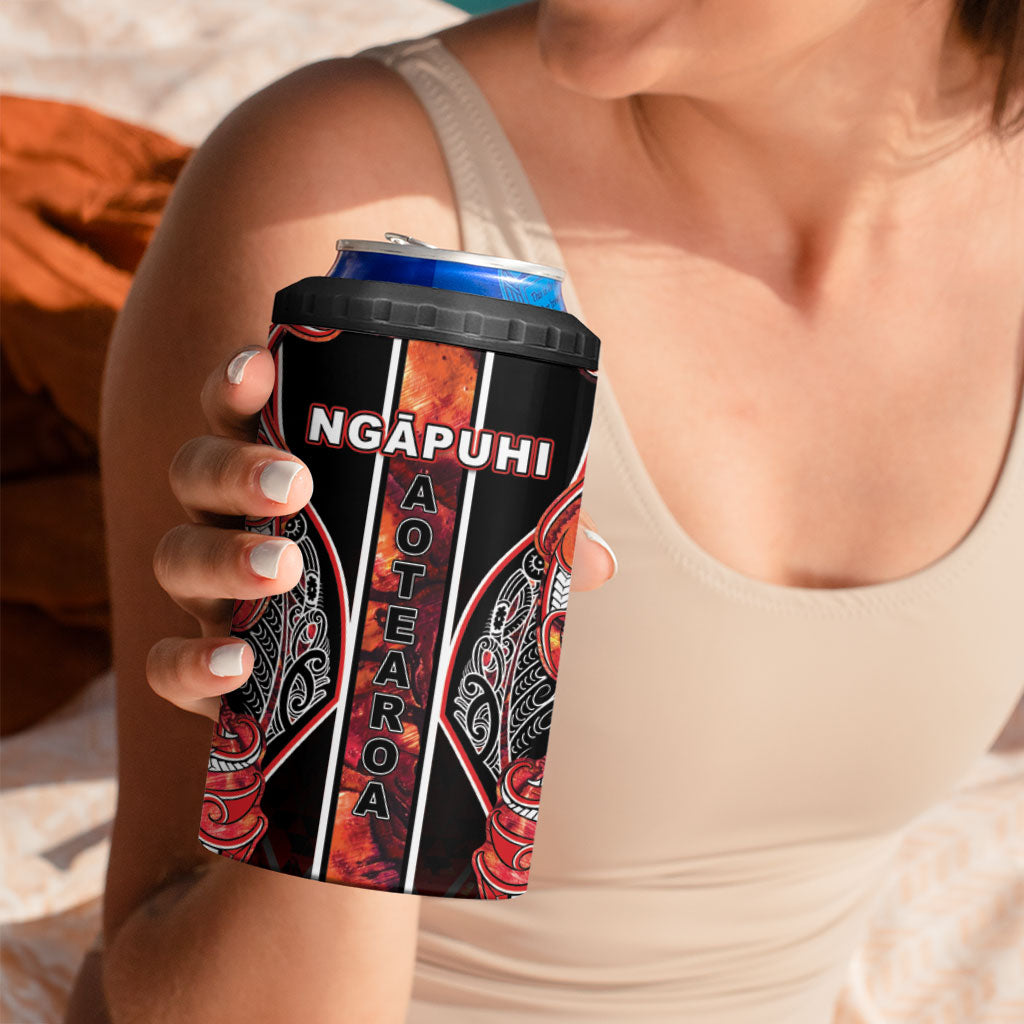 Aotearoa Ngapuhi 4 in 1 Can Cooler Tumbler Maori Red Tribal Paua Shell Pattern DT05 - Polynesian Pride