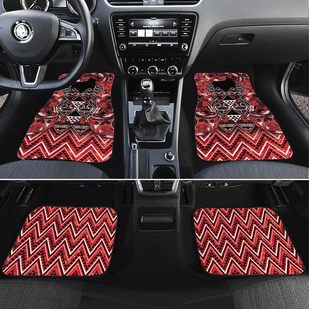 Aotearoa Ngapuhi Car Mats Maori Red Tribal Paua Shell Pattern DT05 Set 4pcs Red - Polynesian Pride