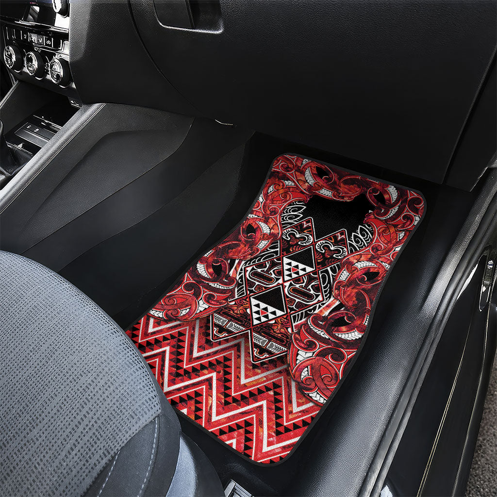 Aotearoa Ngapuhi Car Mats Maori Red Tribal Paua Shell Pattern DT05 - Polynesian Pride