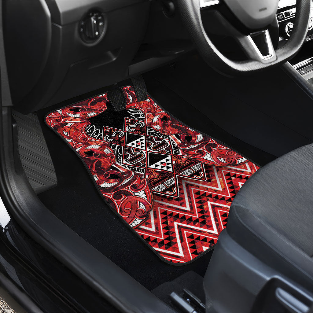 Aotearoa Ngapuhi Car Mats Maori Red Tribal Paua Shell Pattern DT05 - Polynesian Pride