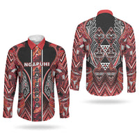 Aotearoa Ngapuhi Couples Matching Short Sleeve Bodycon Dress and Long Sleeve Button Shirt Maori Red Tribal Paua Shell Pattern DT05 - Polynesian Pride
