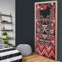 Aotearoa Ngapuhi Door Cover Maori Red Tribal Paua Shell Pattern DT05 - Polynesian Pride
