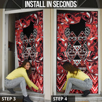Aotearoa Ngapuhi Door Cover Maori Red Tribal Paua Shell Pattern DT05 - Polynesian Pride