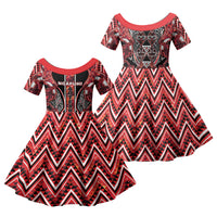 Aotearoa Ngapuhi Family Matching Mermaid Dress and Hawaiian Shirt Maori Red Tribal Paua Shell Pattern DT05 Daughter's Dress Red - Polynesian Pride