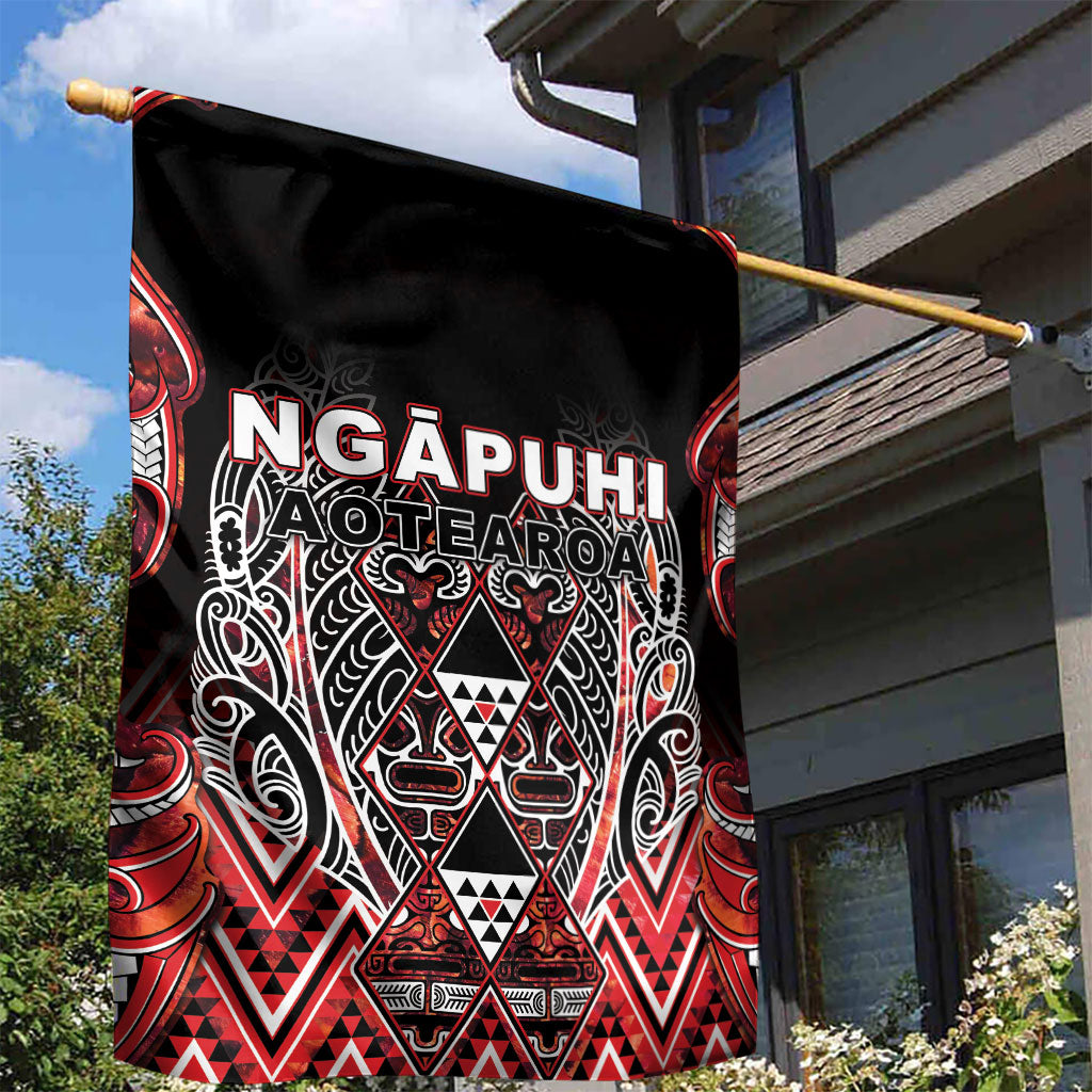 Aotearoa Ngapuhi Garden Flag Maori Red Tribal Paua Shell Pattern DT05 - Polynesian Pride