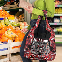 Aotearoa Ngapuhi Grocery Bag Maori Red Tribal Paua Shell Pattern DT05 - Polynesian Pride