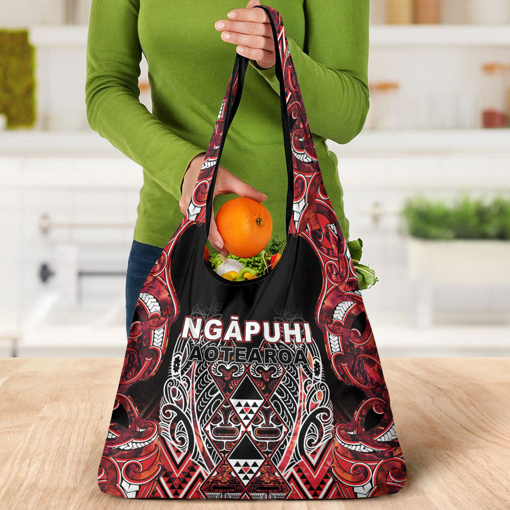 Aotearoa Ngapuhi Grocery Bag Maori Red Tribal Paua Shell Pattern DT05 - Polynesian Pride