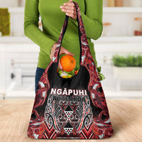 Aotearoa Ngapuhi Grocery Bag Maori Red Tribal Paua Shell Pattern DT05 - Polynesian Pride
