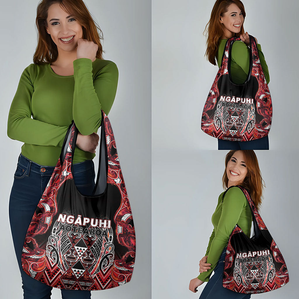 Aotearoa Ngapuhi Grocery Bag Maori Red Tribal Paua Shell Pattern DT05 - Polynesian Pride