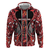 Aotearoa Ngapuhi Hoodie Maori Red Tribal Paua Shell Pattern DT05 Pullover Hoodie Red - Polynesian Pride